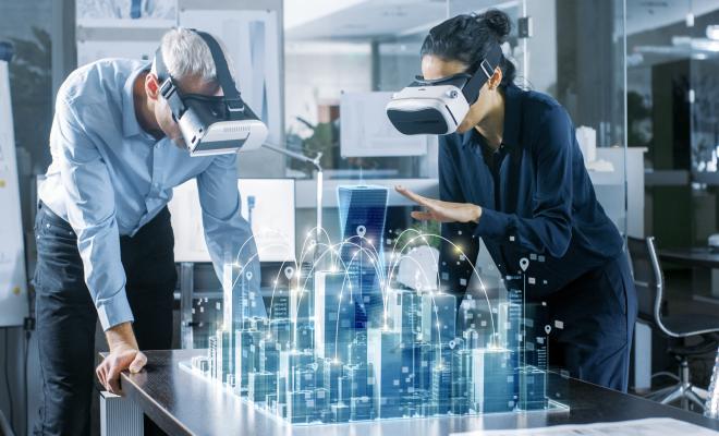 Architects using VR to study 3D city model